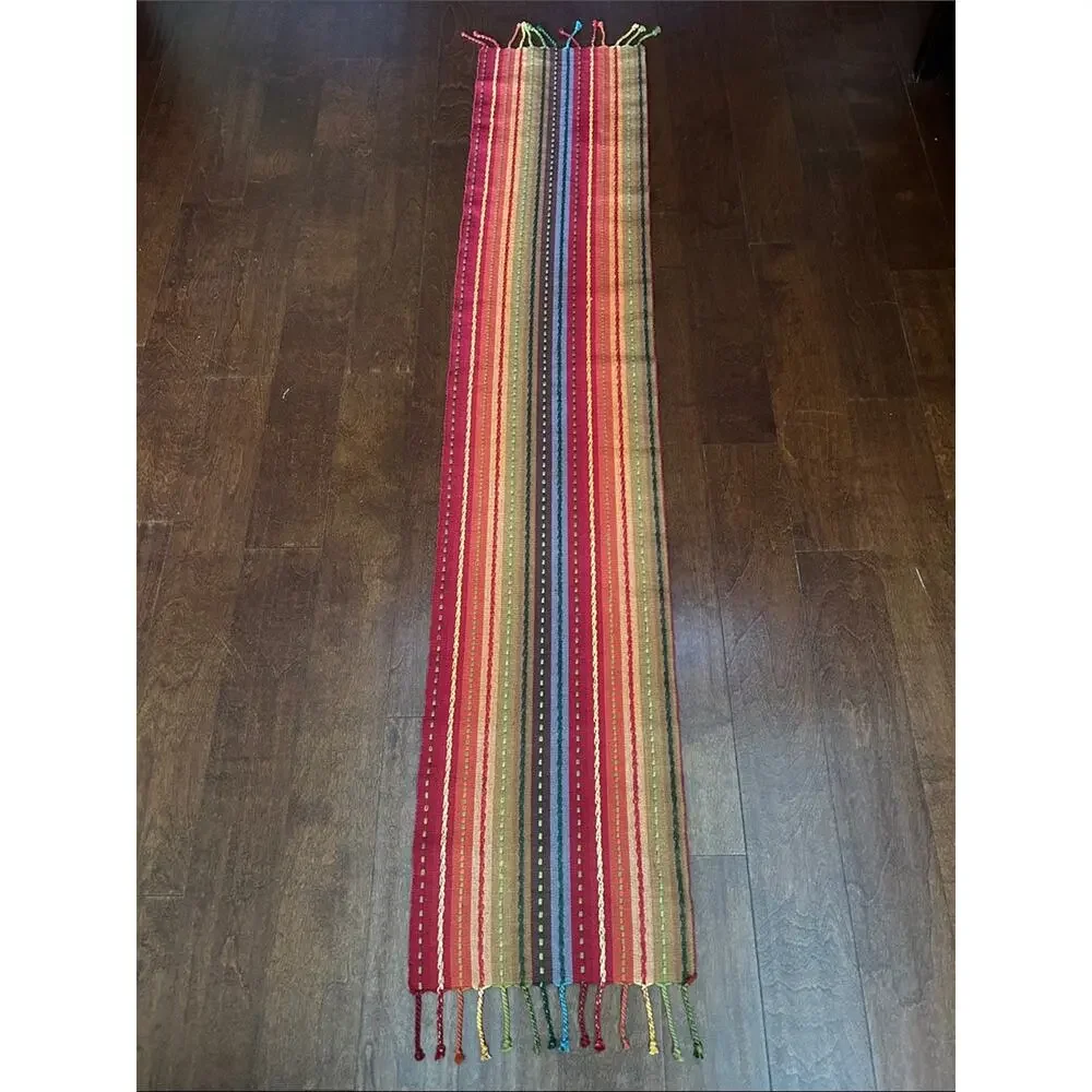 Woven Multicolored Striped Runner for Kitchen Table, Perfect for Summer